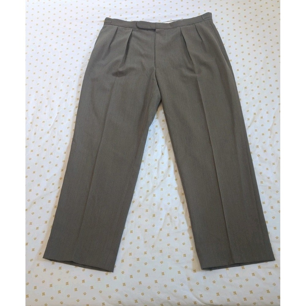 VTG POLO RALPH LAUREN 40x32 Wool Twill Pants Dbl Pleated OG Green Buckles USA - Picture 2 of 15